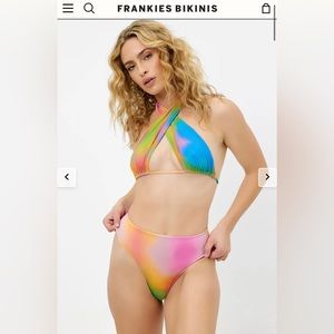 NWT Frankie’s Bikinis High Waist Bikini Bottom Tie Dye Small Never Worn